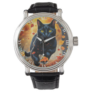 Reloj De Pulsera Fantasy Cute Vivid Black Jumping Cat