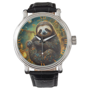 Reloj De Pulsera Fantasy Cute Vivid Flores Majestic Sloth