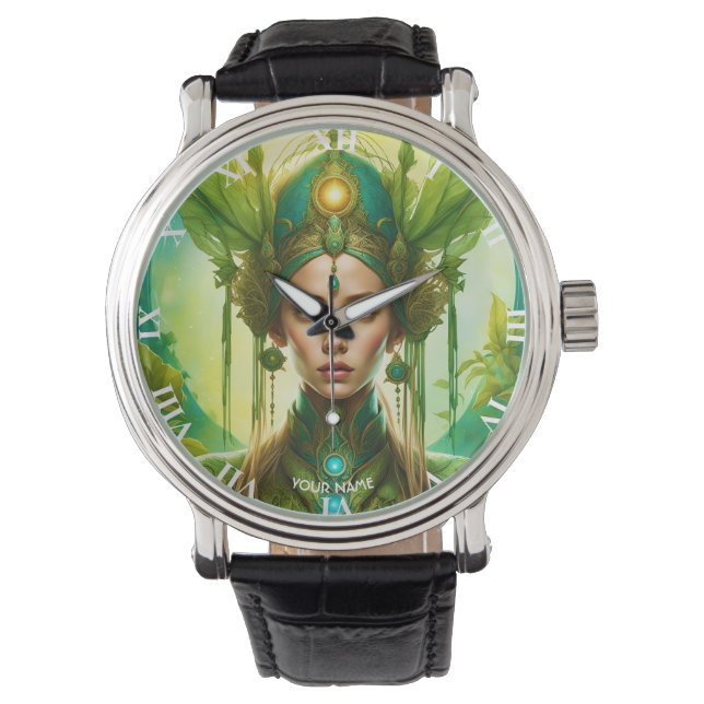 Reloj De Pulsera Fantasy Cute Vivid Green Beautiful Chica (Anverso)