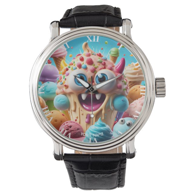 Reloj De Pulsera Fantasy Cute Vivid Ice Cream Curiosa Crema (Anverso)