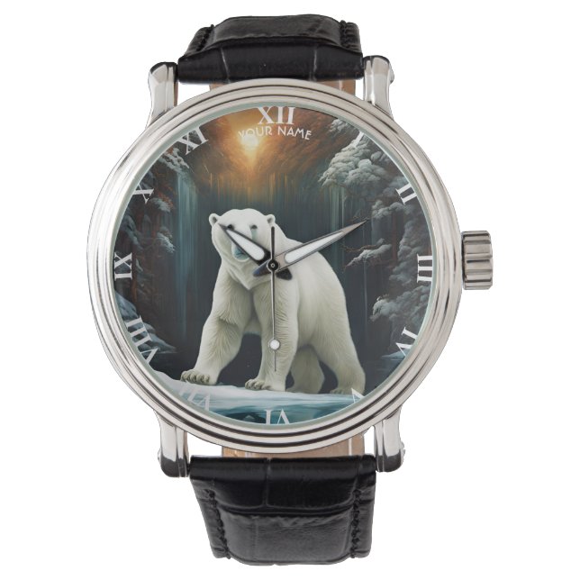 Reloj De Pulsera Fantasy Cute Vivid Majestic Oso Polar (Anverso)