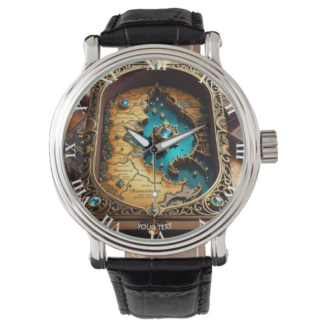 Reloj De Pulsera Fantasy Cute Vivid Old Book Map (Anverso)