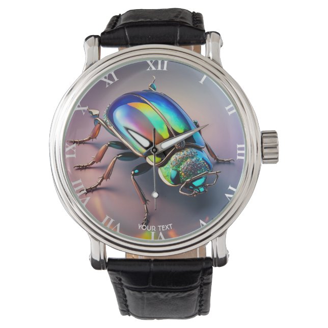 Reloj De Pulsera Fantasy Cute Vivid Opal Vibrant Beetle (Anverso)