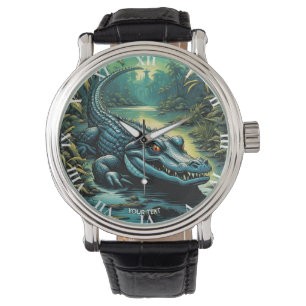 Reloj De Pulsera Fantasy Cute Vivid Personalizado Alligator Forest