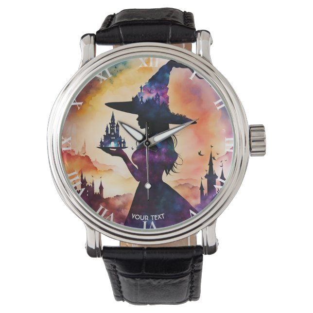 Reloj De Pulsera Fantasy Cute Vivid Witch Doble Exposición (Anverso)