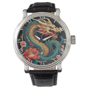 Reloj De Pulsera Fantasy Cute Vivit Blue Yellow Dragon
