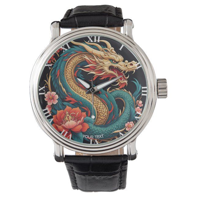 Reloj De Pulsera Fantasy Cute Vivit Blue Yellow Dragon (Anverso)