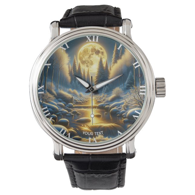 Reloj De Pulsera Fantasy Cute Winter Moon River (Anverso)
