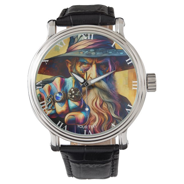 Reloj De Pulsera Fantasy Cute Wizard Fist Tattoo (Anverso)