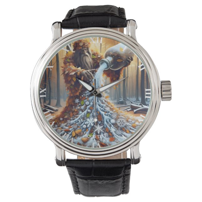 Reloj De Pulsera Fantasy Cute Wizard Making Winter (Anverso)
