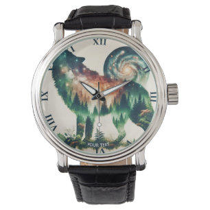 Reloj De Pulsera Fantasy Cute Wolf Doble exposición