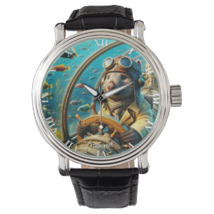 Reloj De Pulsera Fantasy Cute Wombat Pilot Subacuático