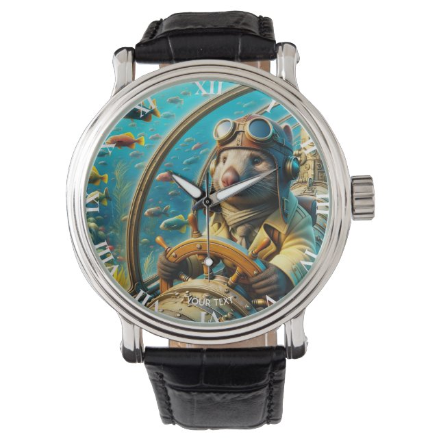 Reloj De Pulsera Fantasy Cute Wombat Pilot Subacuático (Anverso)