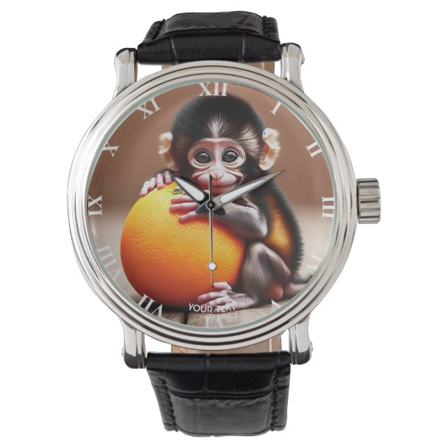 Reloj De Pulsera Fantasy Naranja de bebé mono lindo (Anverso)