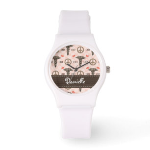 Reloj De Pulsera Farmacia personalizada del amor de la paz