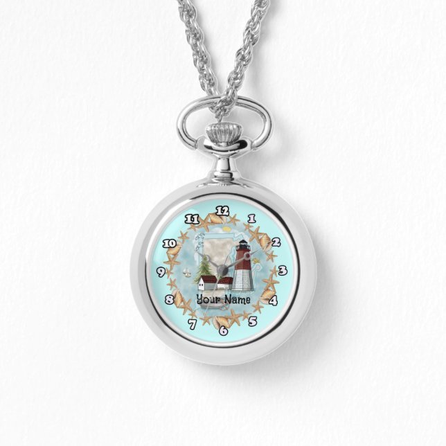 Reloj De Pulsera Faro de conchas de Rhode Island  (Anverso)