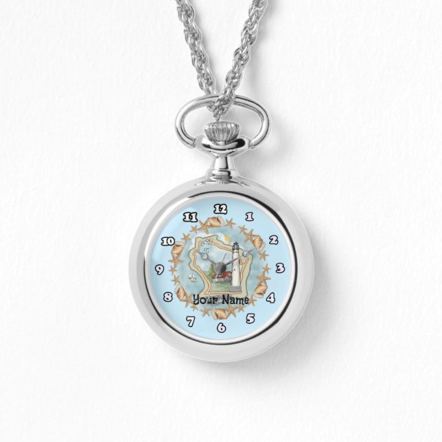 Reloj De Pulsera Faro de las conchas de Wisconsin (Anverso)