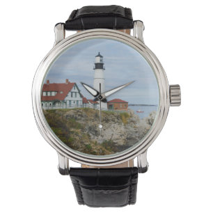 Reloj De Pulsera Faro de Portland Headlight en costa rocosa