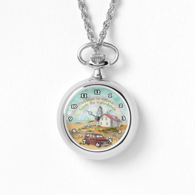 Reloj De Pulsera Faro del arco iris de playa (Anverso)