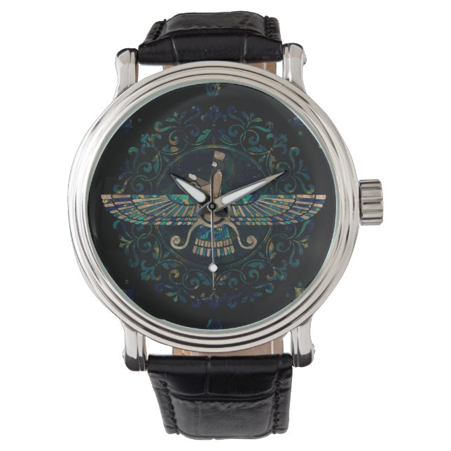 Reloj De Pulsera Farohar - Faravahar - Fravashi Marble y Gold (Anverso)