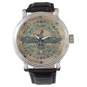 Reloj De Pulsera Farohar - Faravahar - Fravashi Marble y Gold