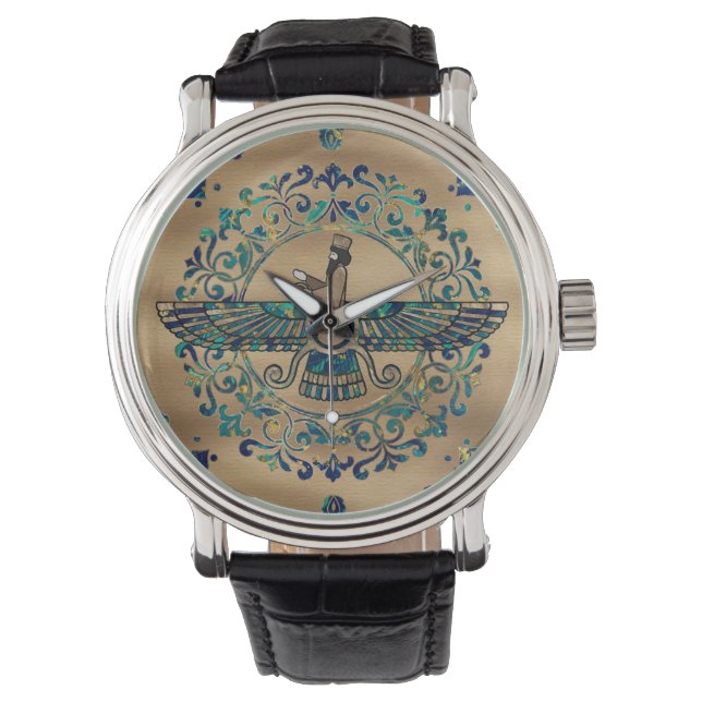 Reloj De Pulsera Farohar - Faravahar - Fravashi Marble y Gold (Anverso)