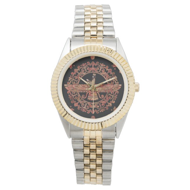 Reloj De Pulsera Farohar - Faravahar - Fravashi Marble y Gold (Anverso)