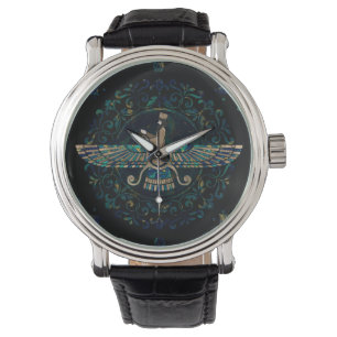 Reloj De Pulsera Farohar - Faravahar - Mármol Fravashi y oro