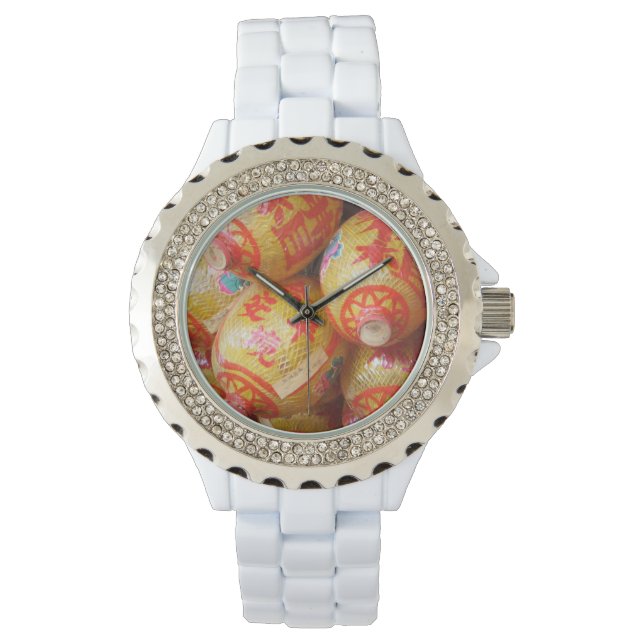 Reloj De Pulsera Faroles de papel chinos con suerte (Anverso)