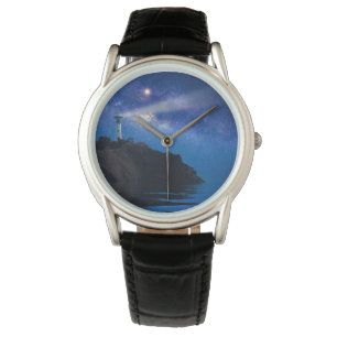 Reloj De Pulsera Faros   Faro nocturno estrellado