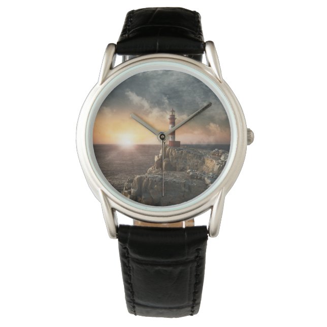 Reloj De Pulsera Faros | Faro rojo y blanco (Anverso)