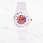 Reloj De Pulsera Faux Coloridas Embroidadas Floral Elegantes Mujere<br><div class="desc">Coloridas Faux Embroidered Floral Elegant Womans Watches presenta un moderno y colorido bordado florido en tonos rosa,  violeta,  naranja,  azul y amarillo. Creado por Evco Studio www.zazzle.com/store/evcostudio</div>