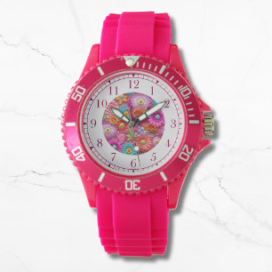 Reloj De Pulsera Faux Coloridas Embroidadas Floral Elegantes Mujere