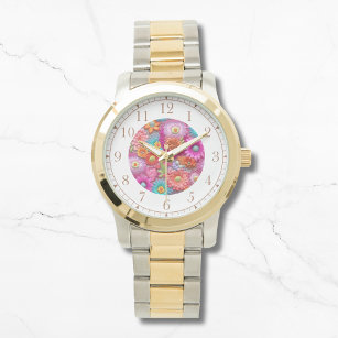 Reloj De Pulsera Faux Coloridas Embroidadas Floral Elegantes Mujere