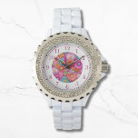 Reloj De Pulsera Faux Coloridas Embroidadas Floral Elegantes Mujere<br><div class="desc">Coloridas Faux Embroidered Floral Elegant Womans Watches presenta un moderno y colorido bordado florido en tonos rosa,  violeta,  naranja,  azul y amarillo. Creado por Evco Studio www.zazzle.com/store/evcostudio</div>