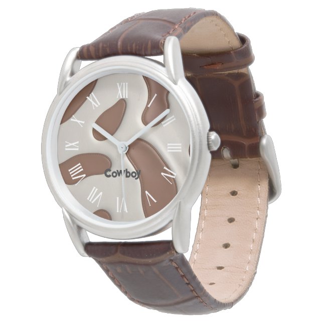 Reloj De Pulsera Faux Cow Leather Modern Luxury Elegant Collection (Angular)