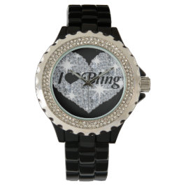 Reloj De Pulsera Faux Diamond Heart 'I love bling' watch