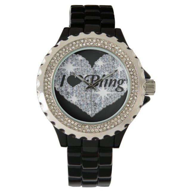 Reloj De Pulsera Faux Diamond Heart 'I love bling' watch (Anverso)
