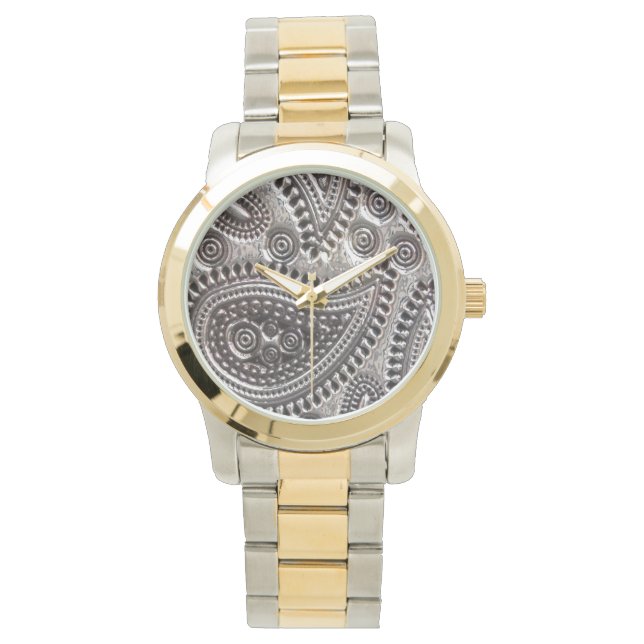 Reloj De Pulsera Faux Metallic Paisley Womens watch (Anverso)