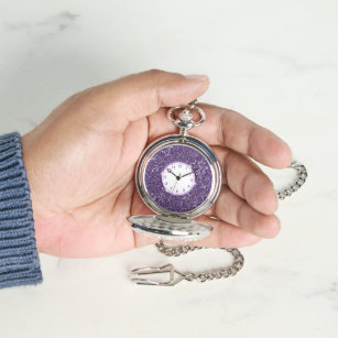 Reloj De Pulsera Faux Purple Purpurina Textura Look