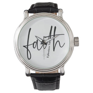 Reloj De Pulsera Fe   Simple Biblia Verse Cita Tipografía Negra
