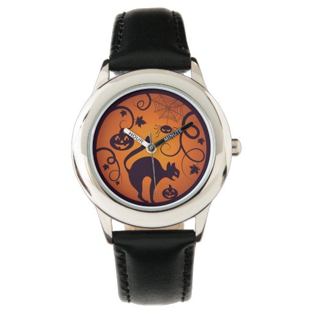 Reloj De Pulsera Felices arañas y murciélagos de gatos negros en la (Anverso)