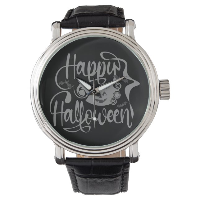 Reloj De Pulsera Felices murciélagos de Halloween jack o lantern (Anverso)