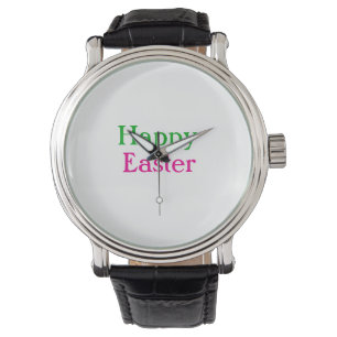 Reloj De Pulsera Felices pascuas los niños de color verde rosa añad