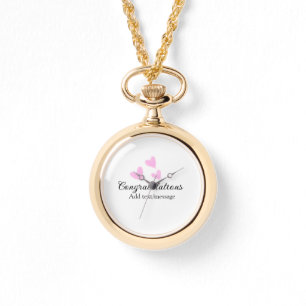 Reloj De Pulsera Felicitaciones de graduación corazón rosa acuarela