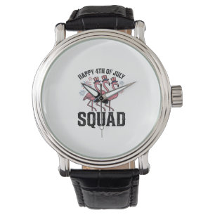 Reloj De Pulsera Feliz 4 de julio Flamingo Squad Diseño Vectorial_1