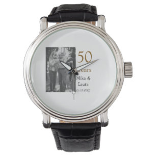 Reloj De Pulsera Feliz 50° aniversario agregar pareja fecha de matr