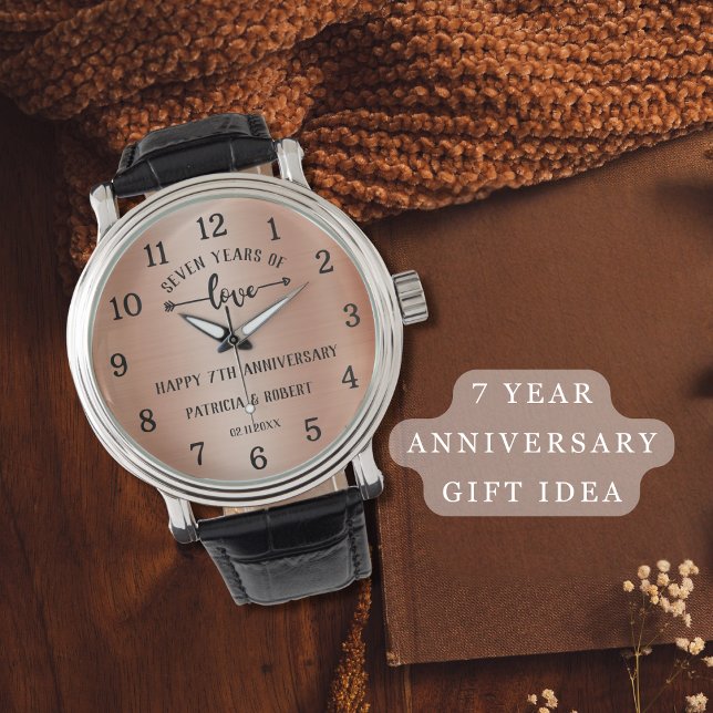 Reloj De Pulsera Feliz 7° Aniversario del Cobre del Boda (Subido por el creador)