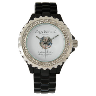 Reloj De Pulsera Feliz año de jubilación nombre círculo foto jubila