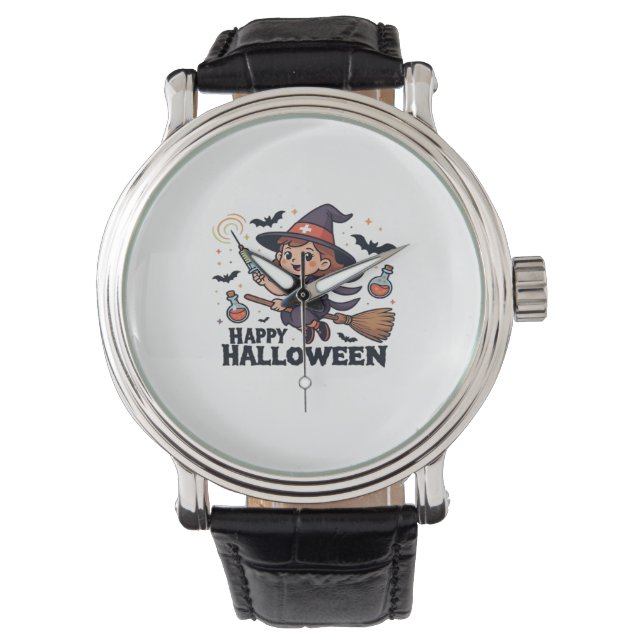 Reloj De Pulsera Feliz Camisa de Enfermeras de Halloween - Cuidada  (Anverso)